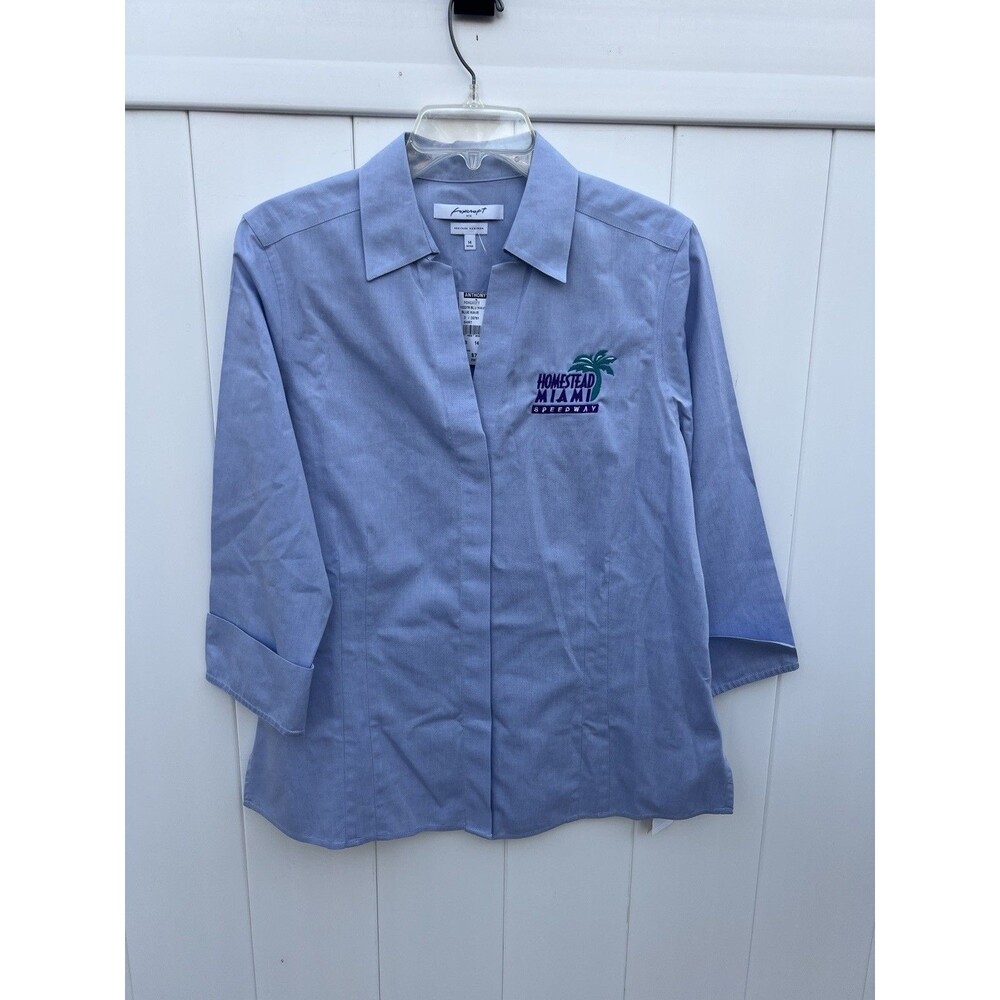 Homestead Miami Speedway Button Up Womens 14 Fitted Foxcroft Non Iron NEW